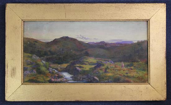 Henry Woods (1846-1921) A Welsh Valley, 8 x 15.5in.